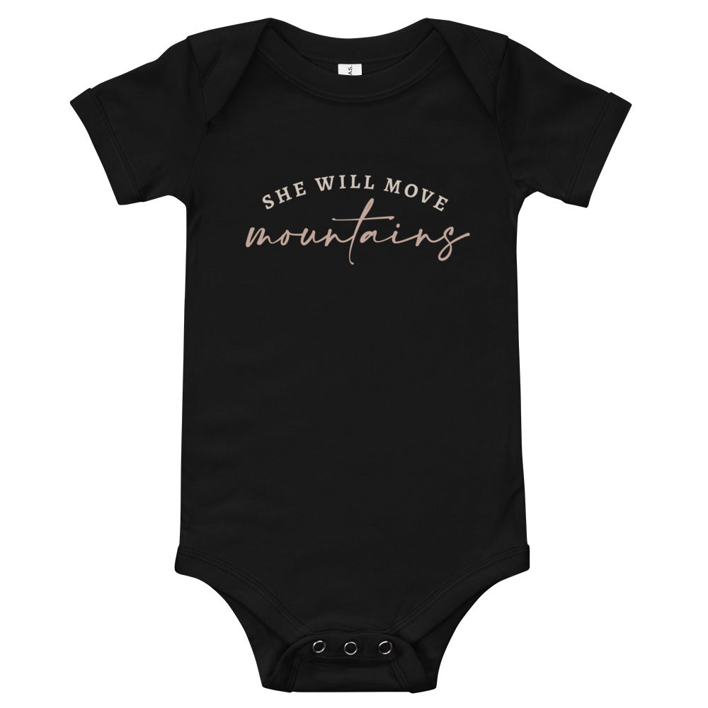 She Will Move Mountains Baby Onesie