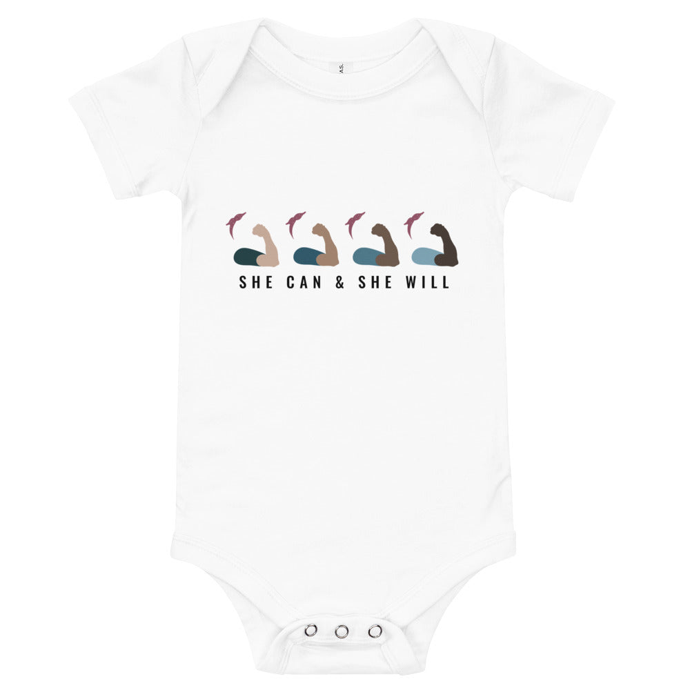 She Can and She Will Baby Onesie