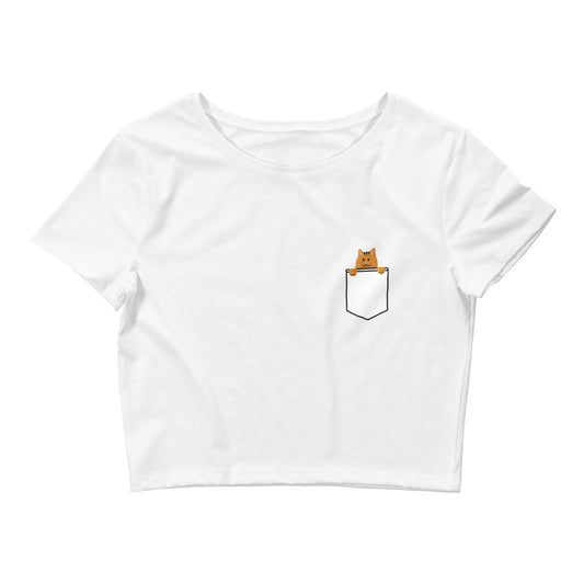 (Orange) Cat In Your Pocket Crop Top